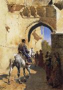 Edwin Lord Weeks A Street SDcene in North West India,Probably Udaipur France oil painting artist